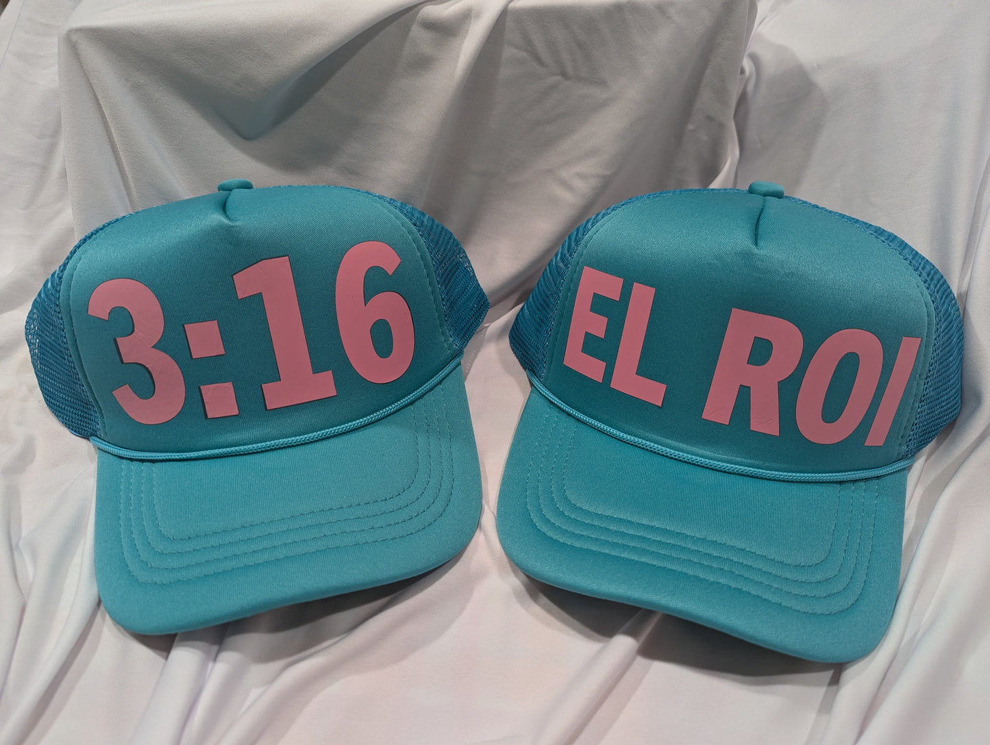 TRUCKER HAT FOAM FRONT MESH BACK HAT CAP BLACK AND TEAL
